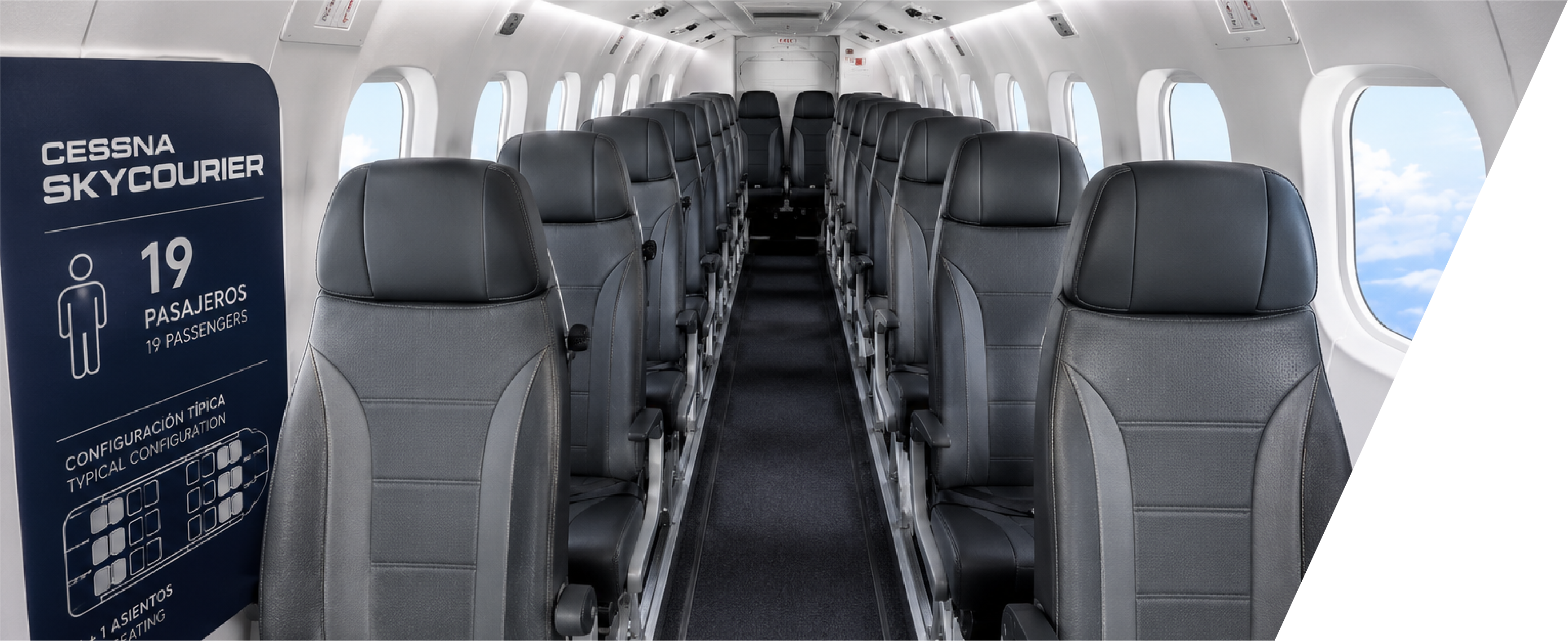 Interior de cabina configurada para pasajeros